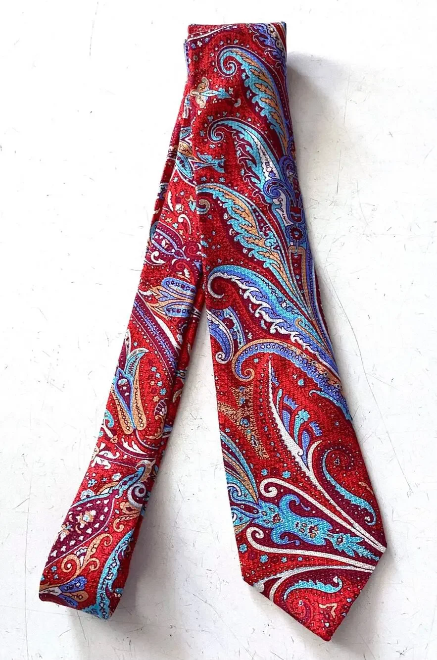 Daniel Cremieux Nwt Textured Red Blue Silk Made in Italy Neck Tie